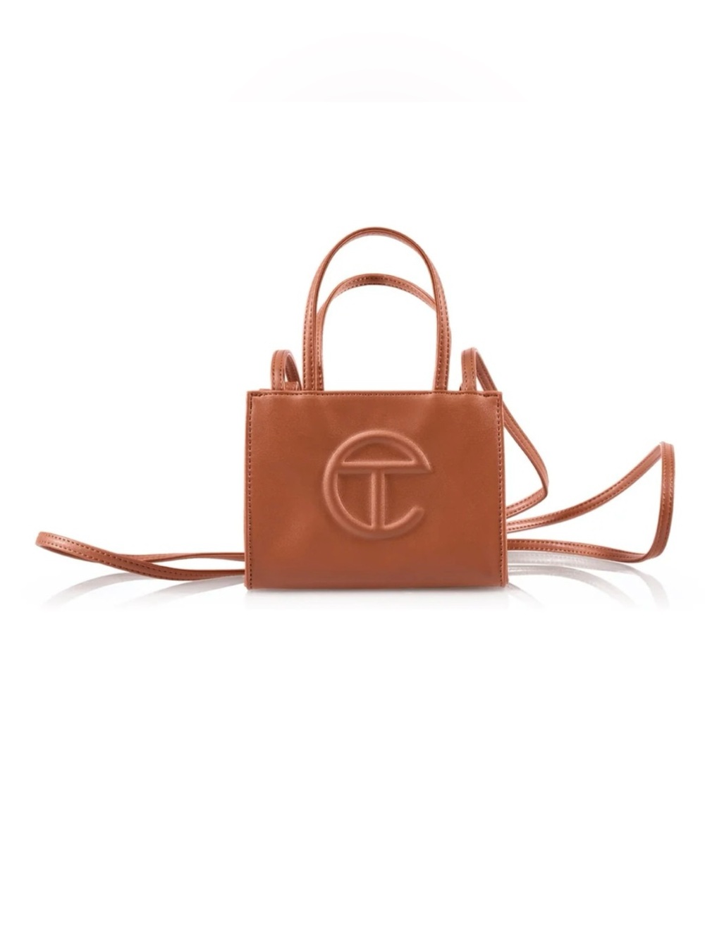 Telfar Mini Structured Top-Handle Bag in Cognac